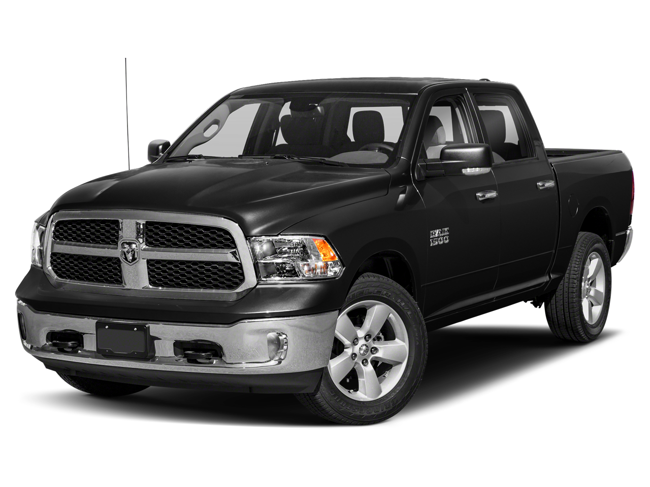 2018 RAM 1500 Big Horn in Brilliant Black Crystal Pearlcoat — front three-quarter view