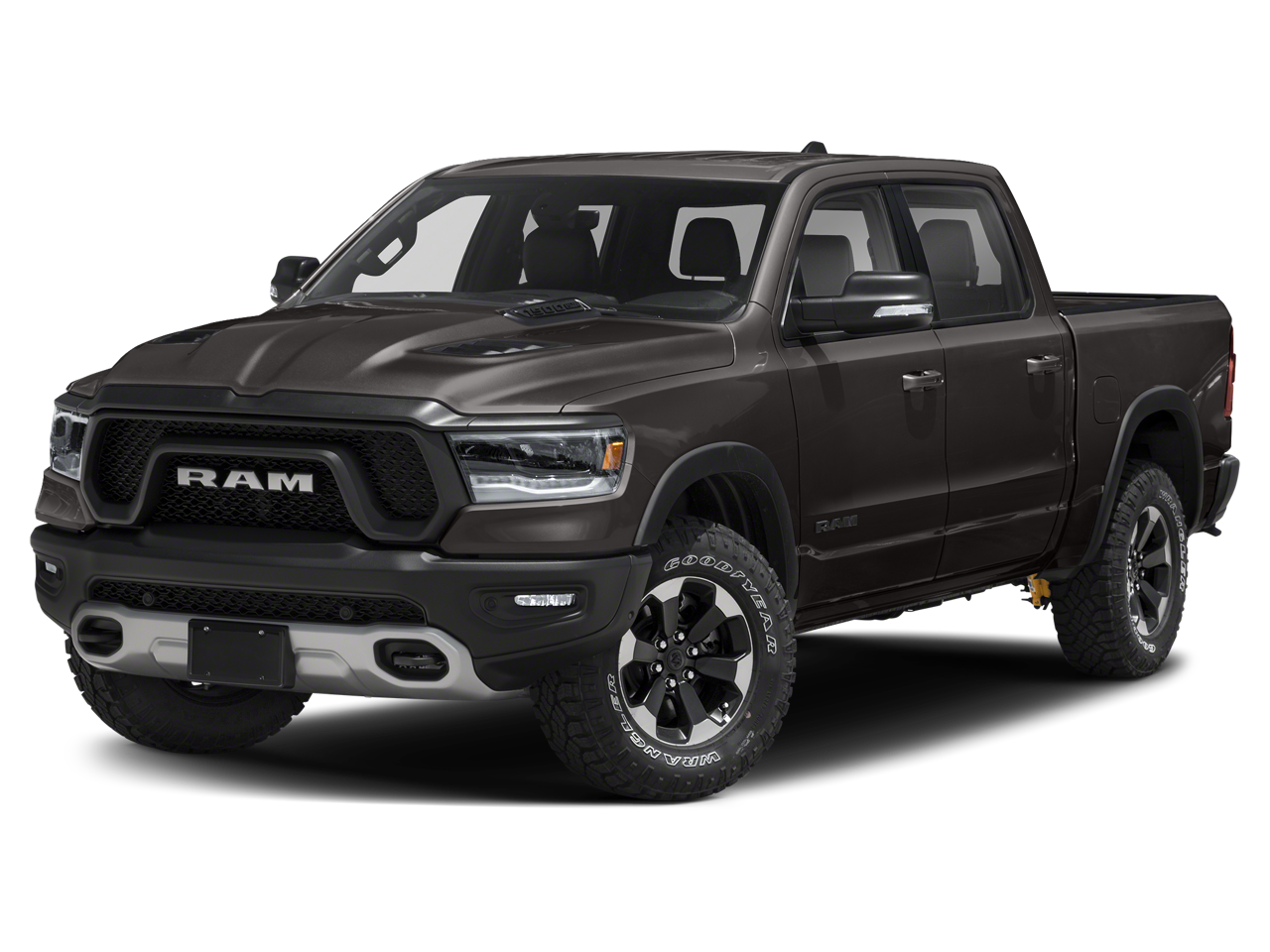 2019 RAM 1500 Rebel in Granite Crystal Metallic Clearcoat — front three-quarter view