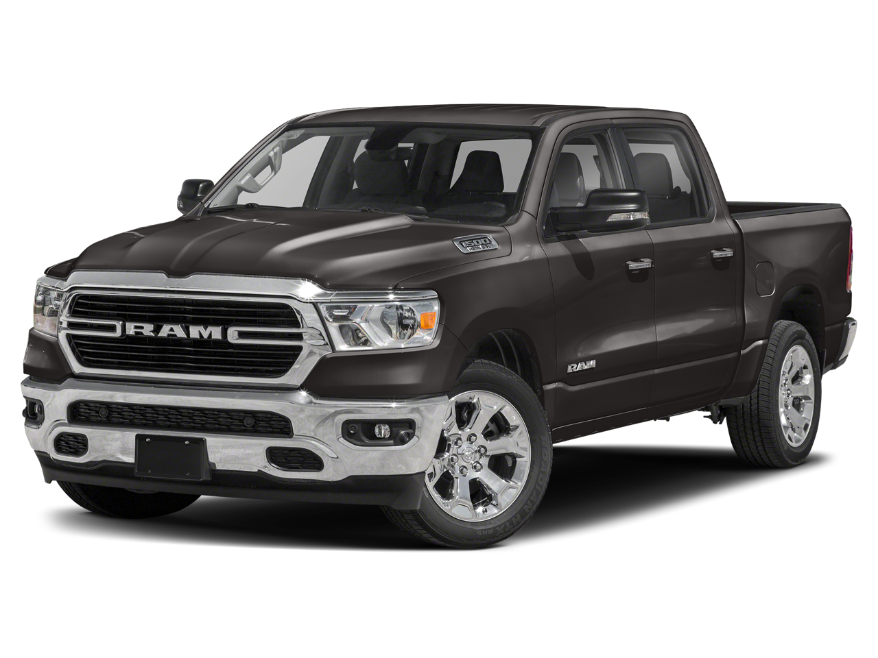 2020 RAM 1500 Big Horn in Granite Crystal Metallic Clearcoat — front three-quarter view