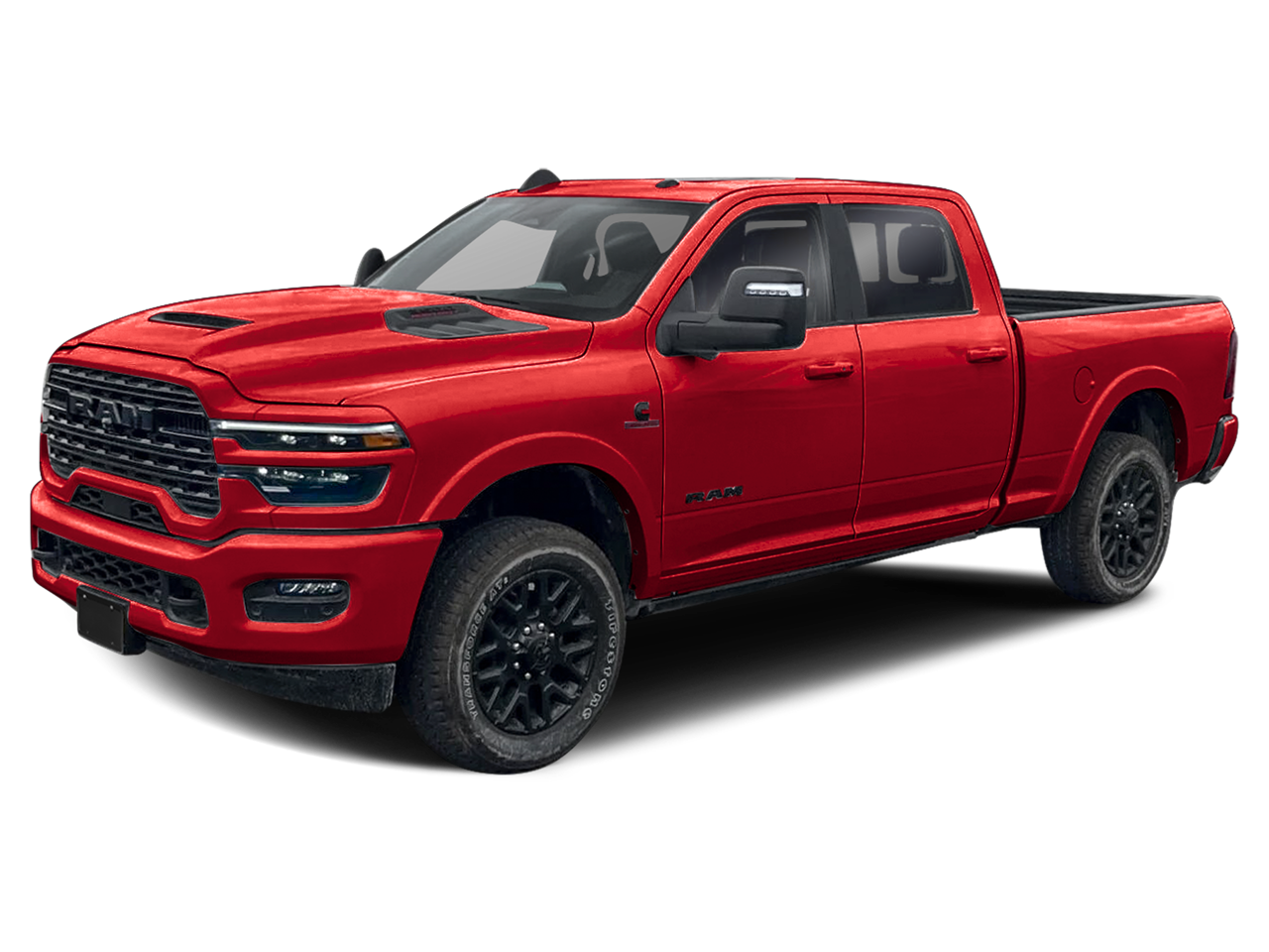2026 RAM 3500 Longhorn in Molten Red Pearlcoat — front three-quarter view