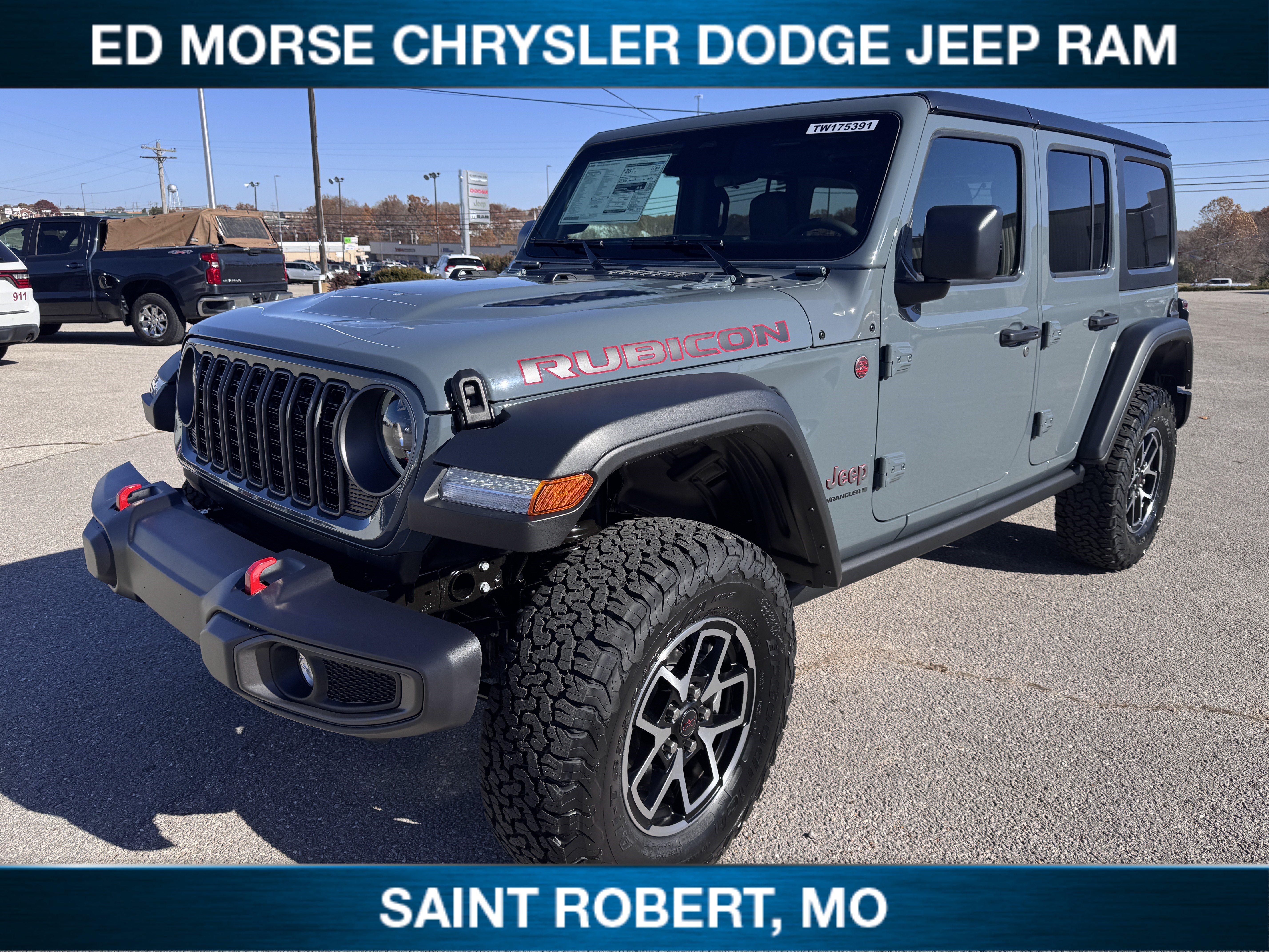 2026 Jeep Wrangler Rubicon in Anvil Clearcoat — front three-quarter view