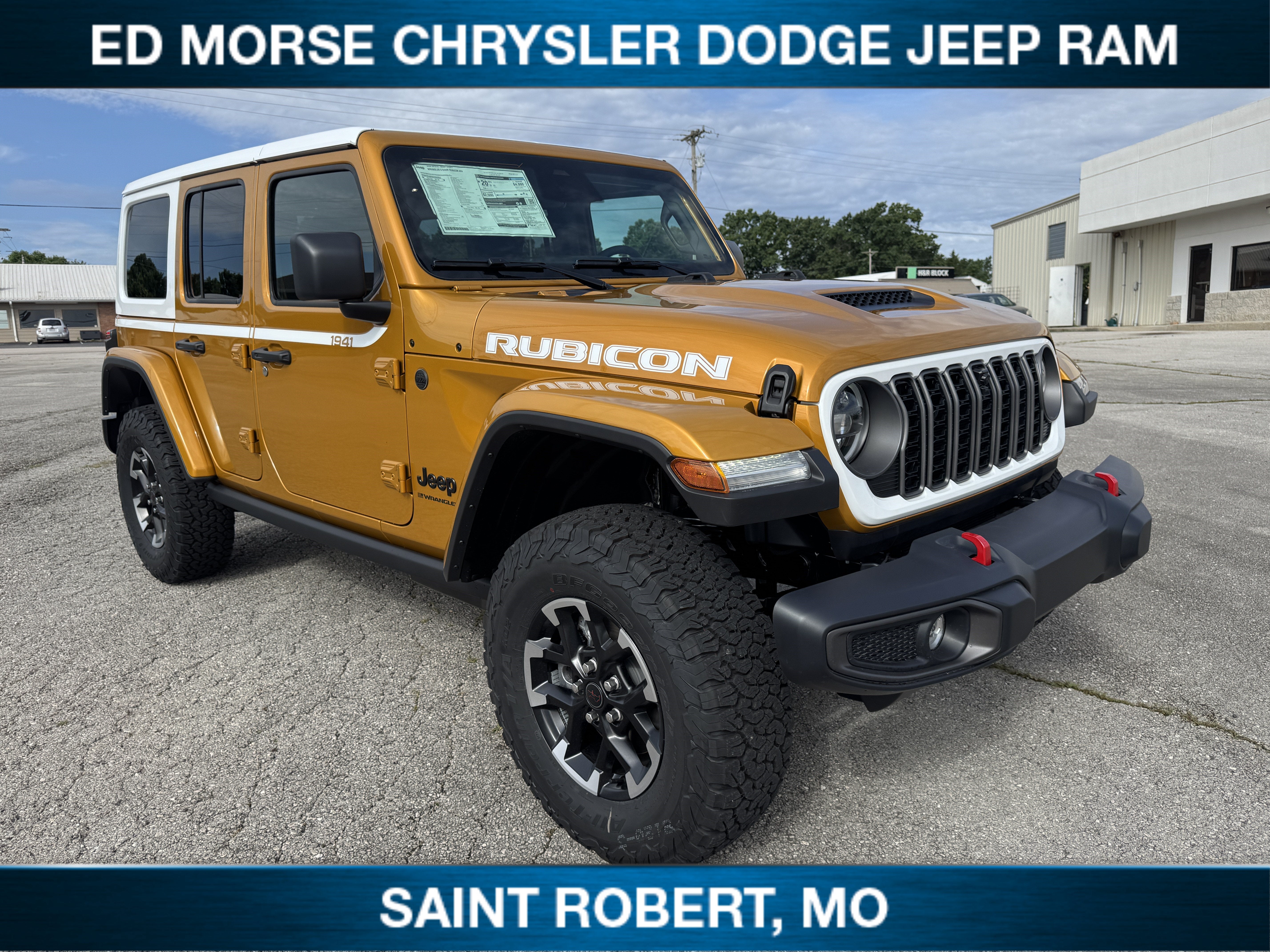 2026 Jeep Wrangler Rubicon in Goldilocks — front three-quarter view